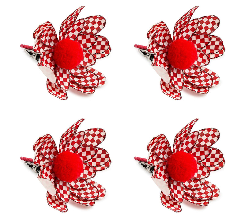 MacKenzie Childs Set of 4 Checked Flower Clips — View 6