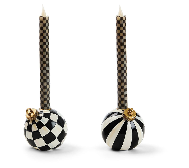 MacKenzie - Childs Set of 2 Ornament Candle Holders and Flicker Tapers — Main view