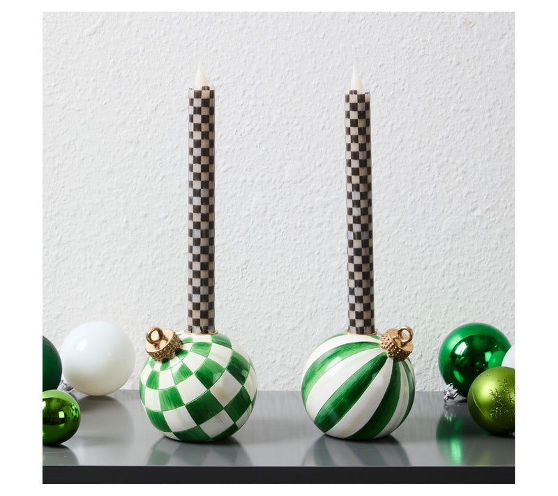 MacKenzie - Childs Set of 2 Ornament Candle Holders and Flicker Tapers — View 3