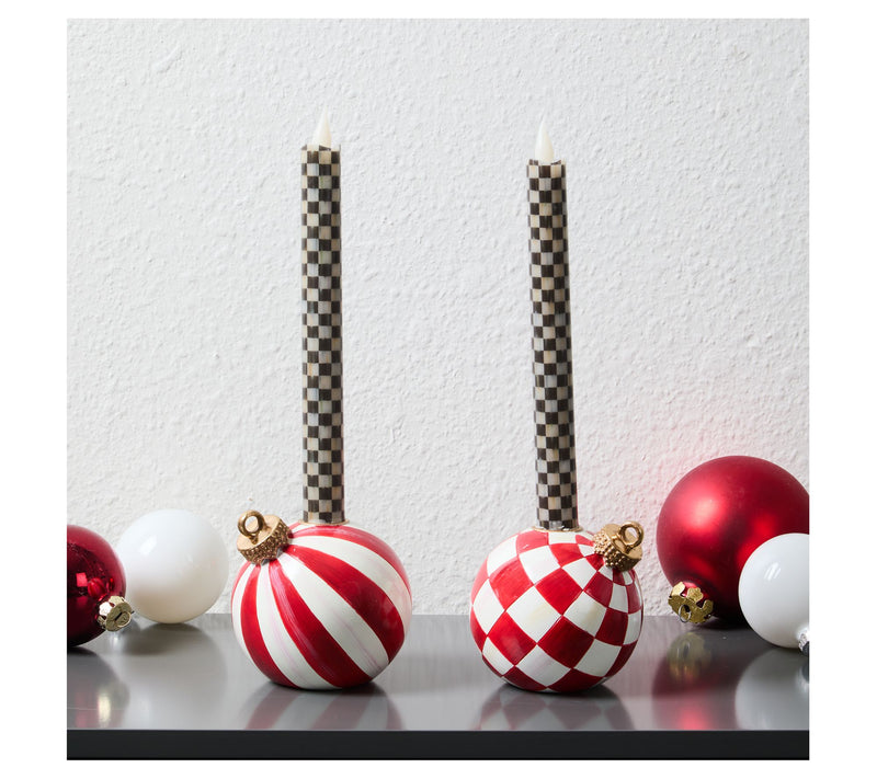 MacKenzie - Childs Set of 2 Ornament Candle Holders and Flicker Tapers — View 4