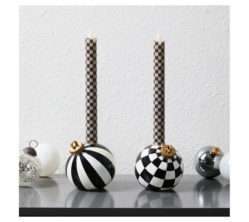 MacKenzie - Childs Set of 2 Ornament Candle Holders and Flicker Tapers — View 2