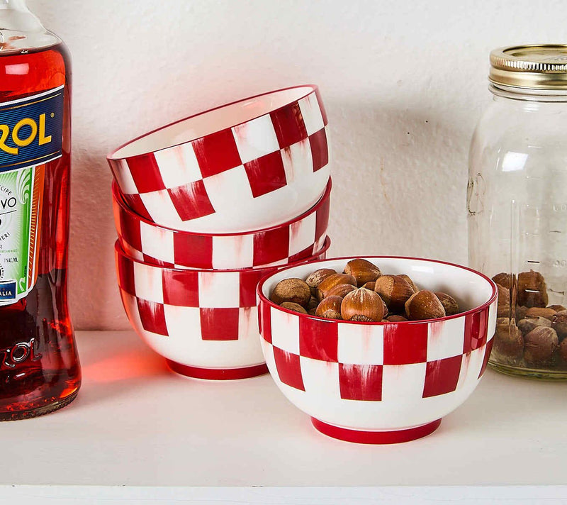 MacKenzie- Childs Set of 4 Cherry Check Bowls — View 3