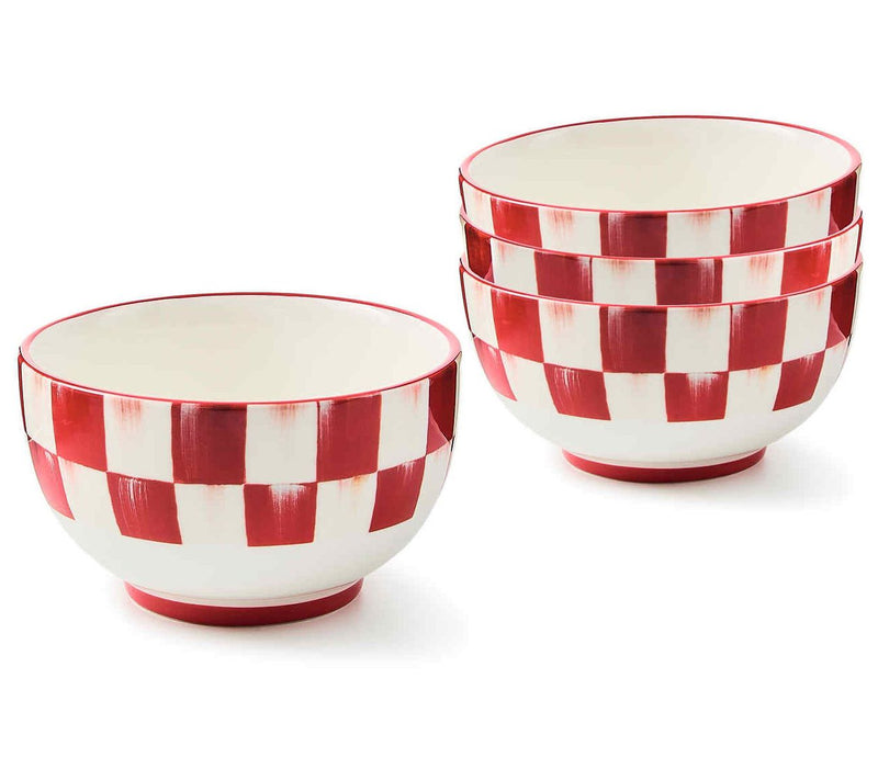 MacKenzie- Childs Set of 4 Cherry Check Bowls — Main view