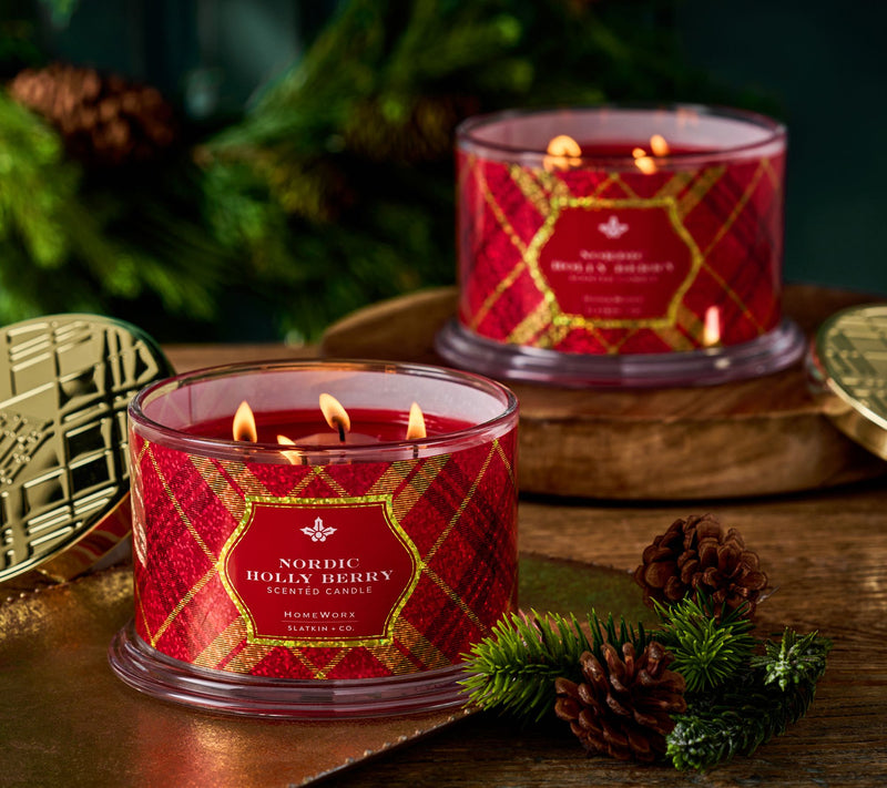 HomeWorx by Slatkin + Co. Set of (2) 18oz Nordic Holly Berry Candles — Main view