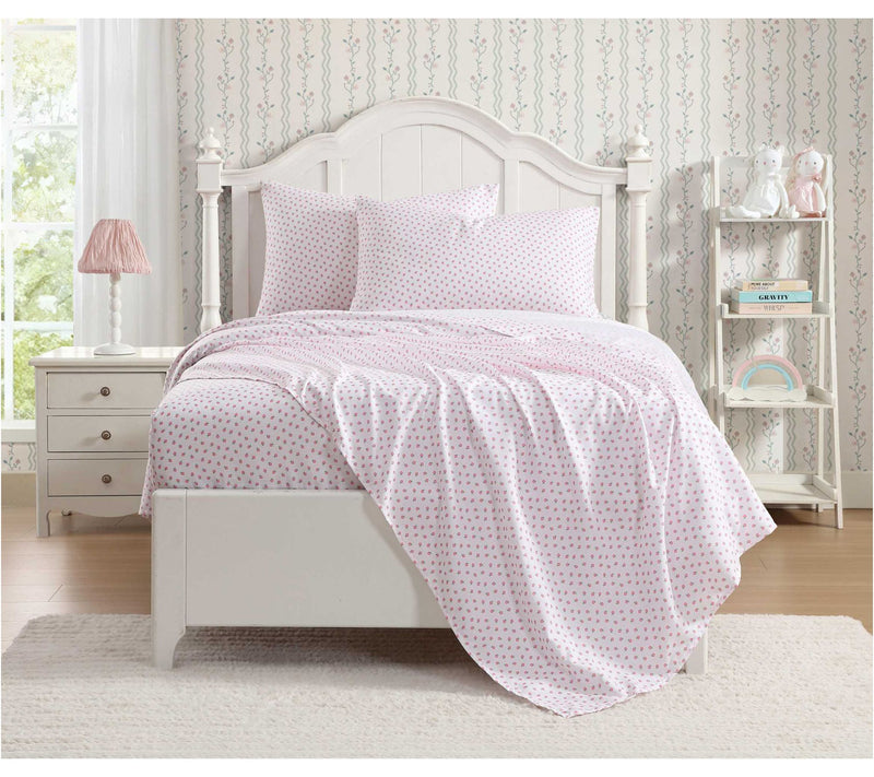 Laura Ashley Sweet Lady Bugs Pink-Green Twin XlSheet Set — View 2