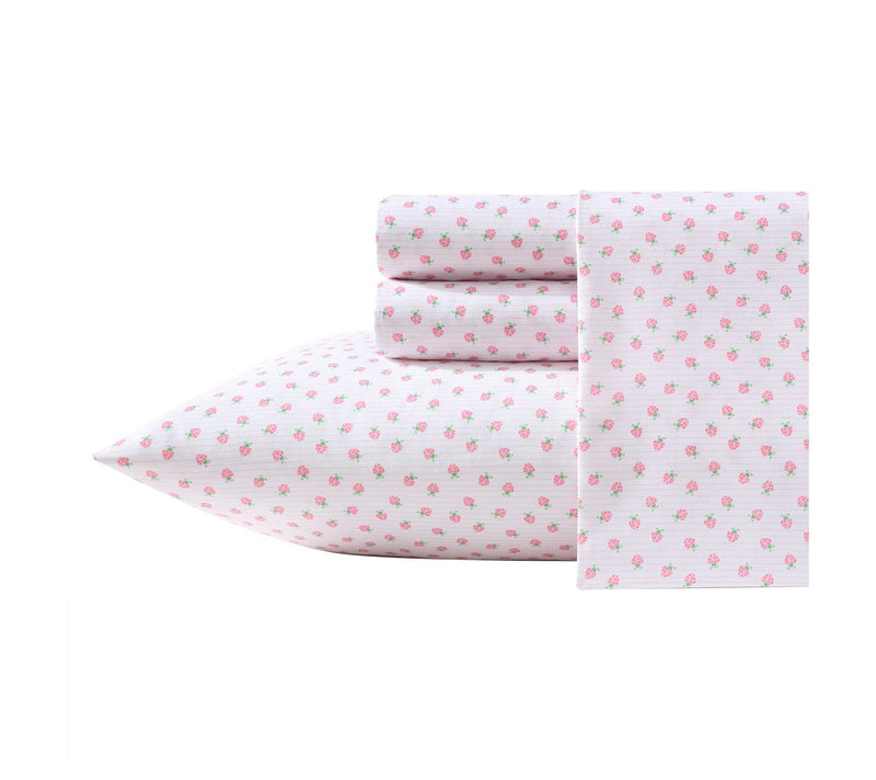 Laura Ashley Sweet Lady Bugs Pink-Green Queen Sheet Set — View 10