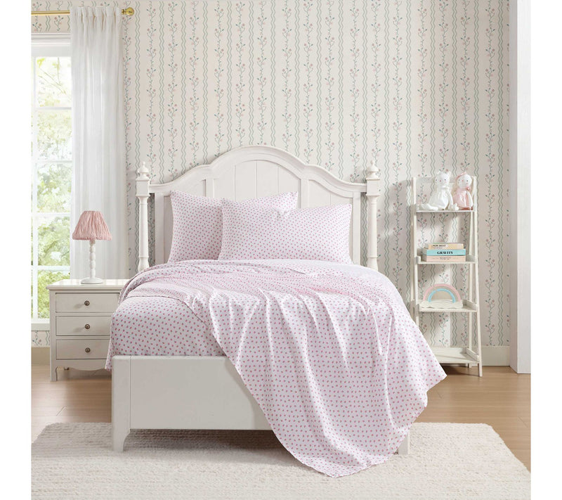 Laura Ashley Sweet Lady Bugs Pink-Green Full Sheet Set — View 8