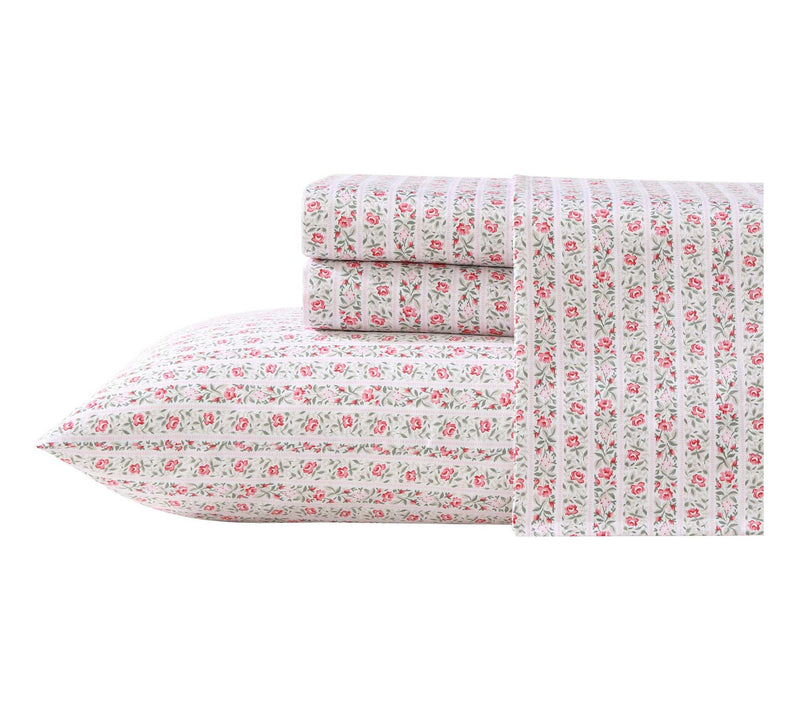 Laura Ashley Marta Stripe Pink-Green King SheetSet — View 9