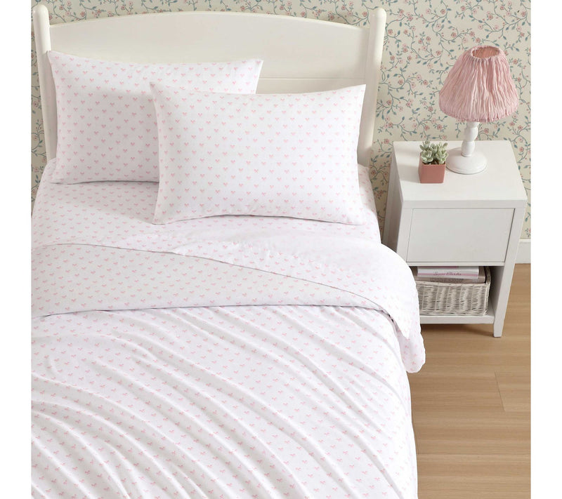 Laura Ashley Lovely Bows Pink Twin XL Sheet Set — View 5