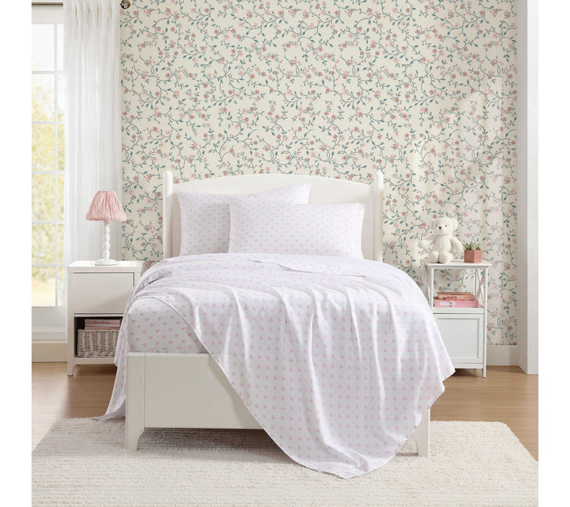 Laura Ashley Lovely Bows Pink Queen Sheet Set — View 6
