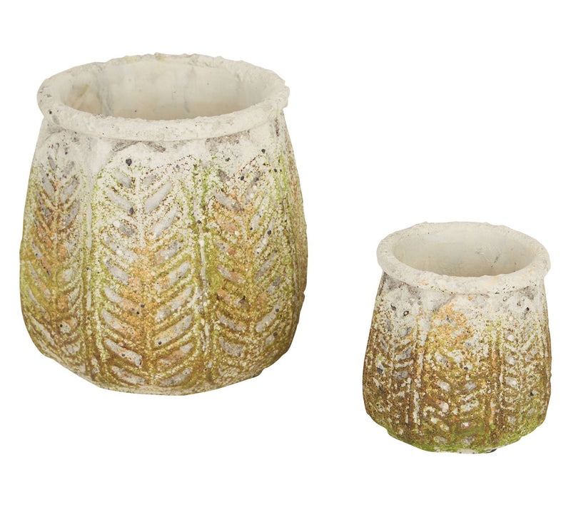 Zingz & Thingz Set of 2 Ancient Leaf Cement Flower Pot — View 8