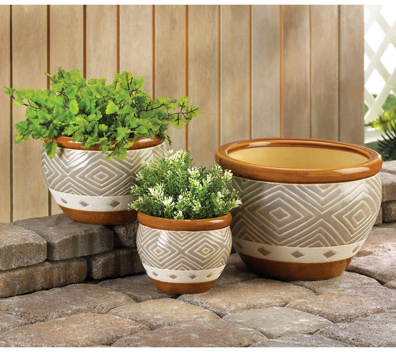 Zingz & Thing Earth Tone Trim Planter Trio — View 2