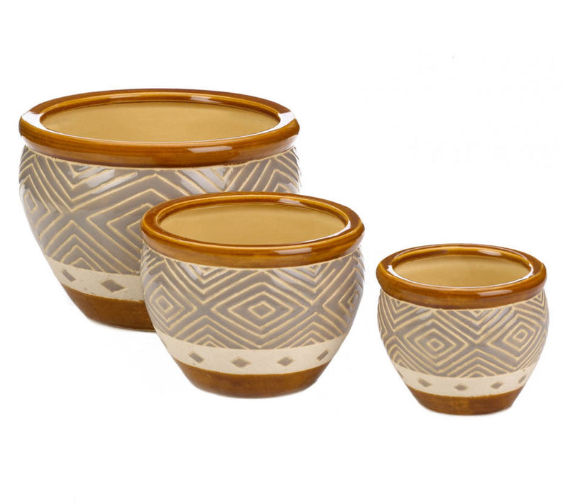 Zingz & Thing Earth Tone Trim Planter Trio — Main view