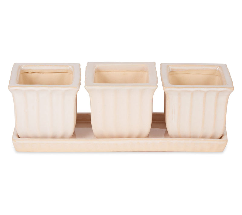 Zingz & Thingz Set of 3 Small Ceramic Herb Planters — Main view