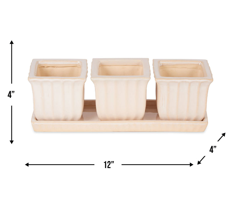 Zingz & Thingz Set of 3 Small Ceramic Herb Planters — View 4