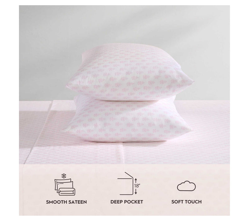 Laura Ashley Francesca Pink-White Queen Sheet Set — View 8