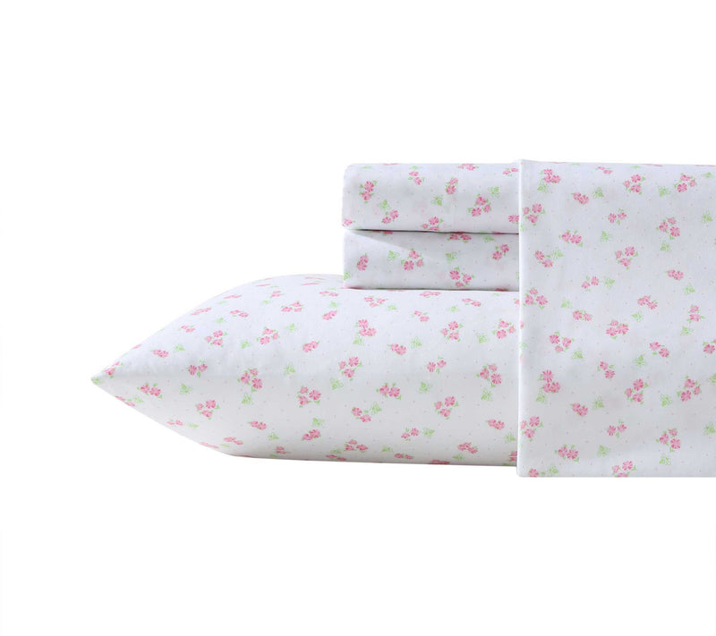 Laura Ashley Busy Bee Pink-Green Queen Sheet Set — View 10