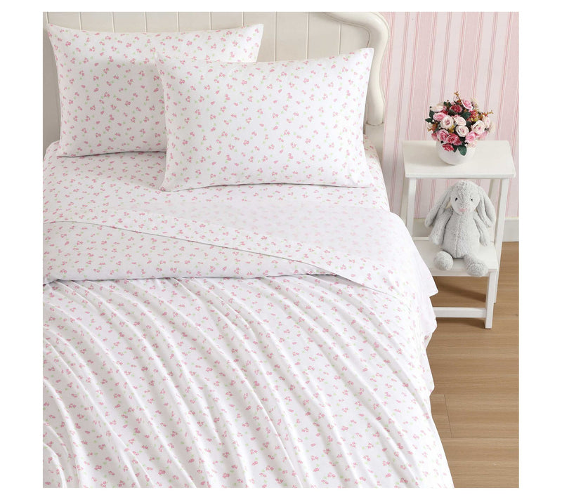 Laura Ashley Busy Bee Pink-Green Full Sheet Set — View 4