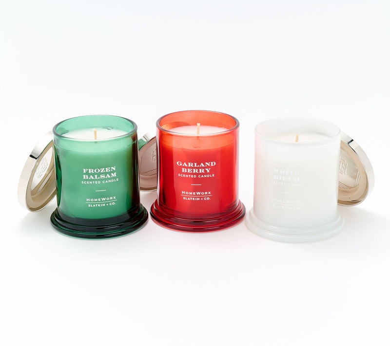 HomeWorx by Slatkin + Co. Set of 3 8oz Holiday Candles — Main view