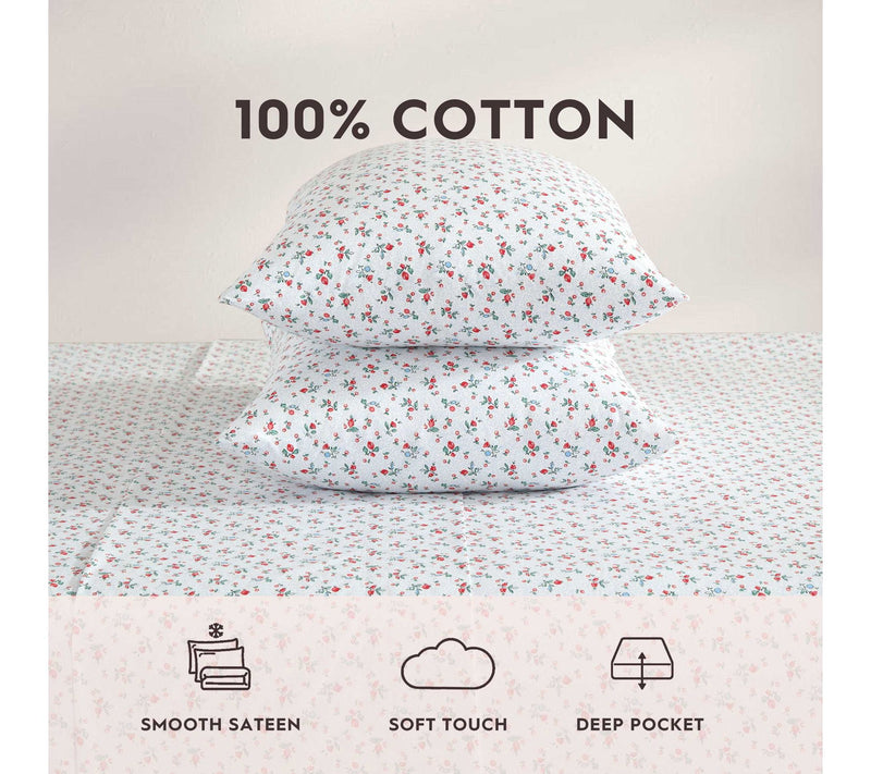Laura Ashley Aylesmore Ditsy Red-Blue Twin XL Sheet Set — View 8