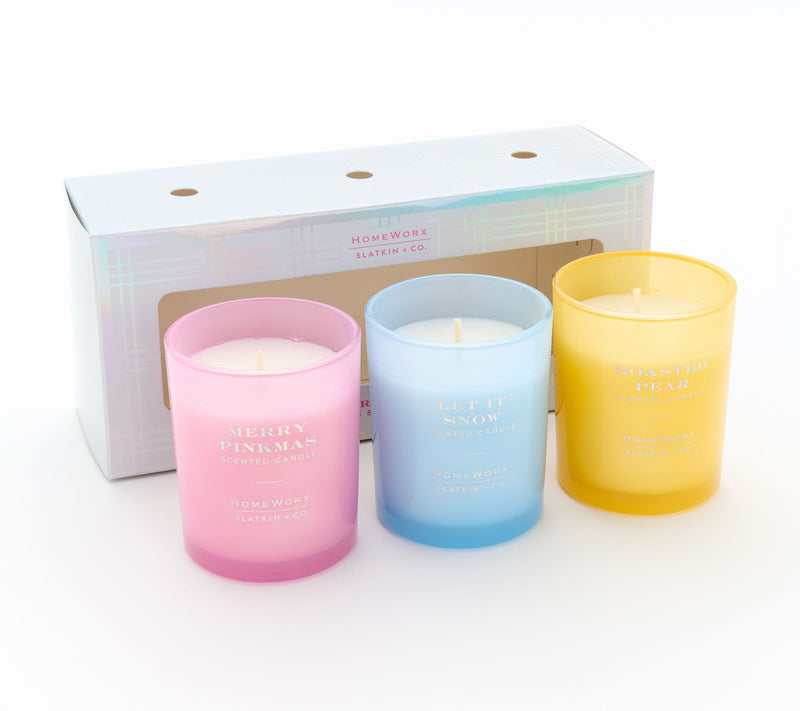 HomeWorx by Slatkin + Co. S/3 Pastel Holiday Candle Discovery Set — Main view