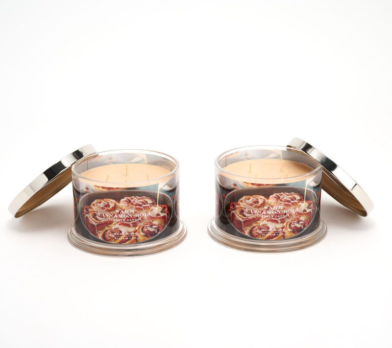 HomeWorx by Slatkin + Co. S/2 18oz Warm Cinnamon Roll Candles — Main view