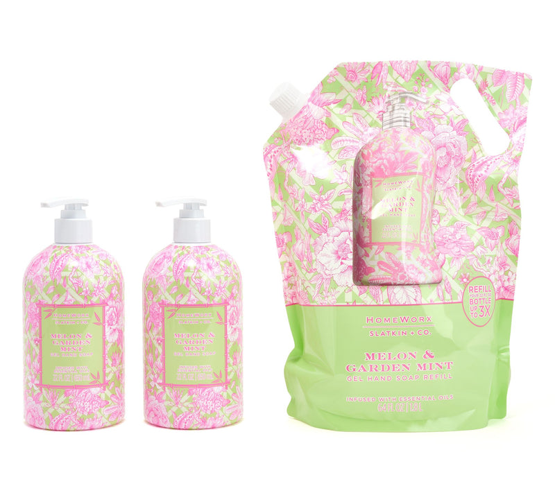 HomeWorx by Slatkin + Co. S/2 Hand Soaps & Refill Bag in Melon Mint — View 2