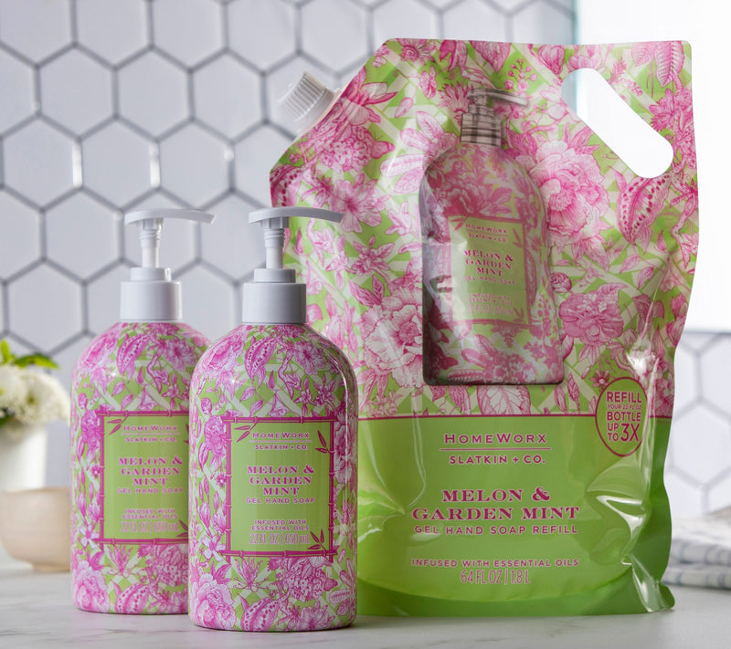 HomeWorx by Slatkin + Co. S/2 Hand Soaps & Refill Bag in Melon Mint — Main view
