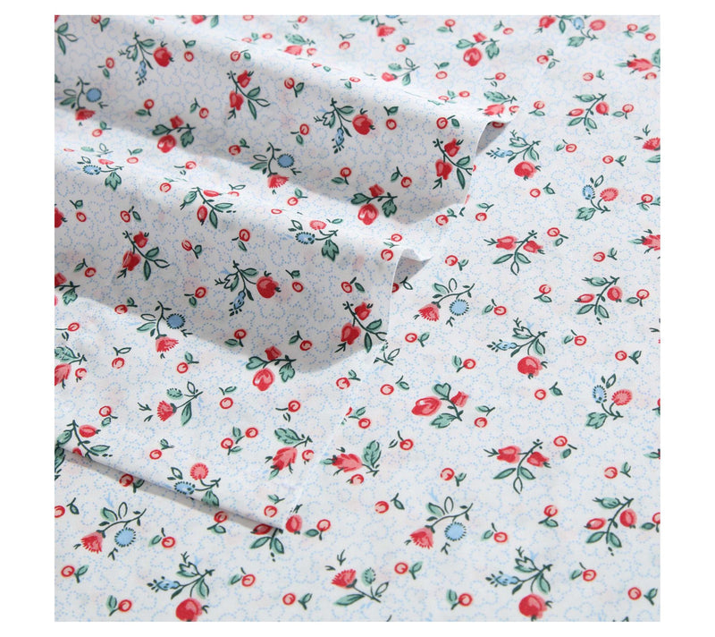 Laura Ashley Aylesmore Ditsy Red-Blue Queen Sheet Set — View 2