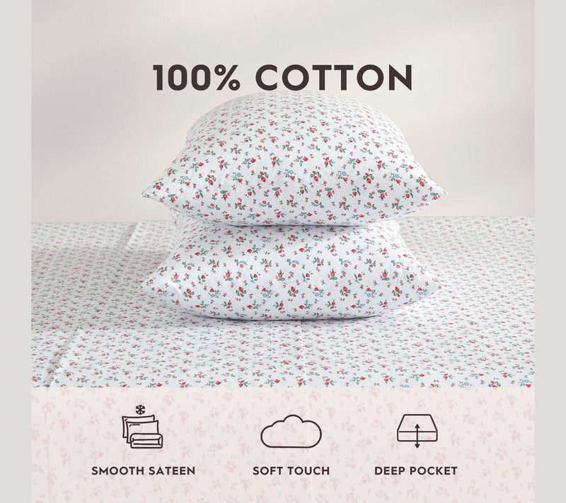 Laura Ashley Aylesmore Ditsy Red-Blue King Sheet Set — View 8