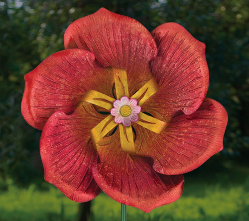 Regal Art & Gift Textured Flower Spinner Stake- Poppy — View 3