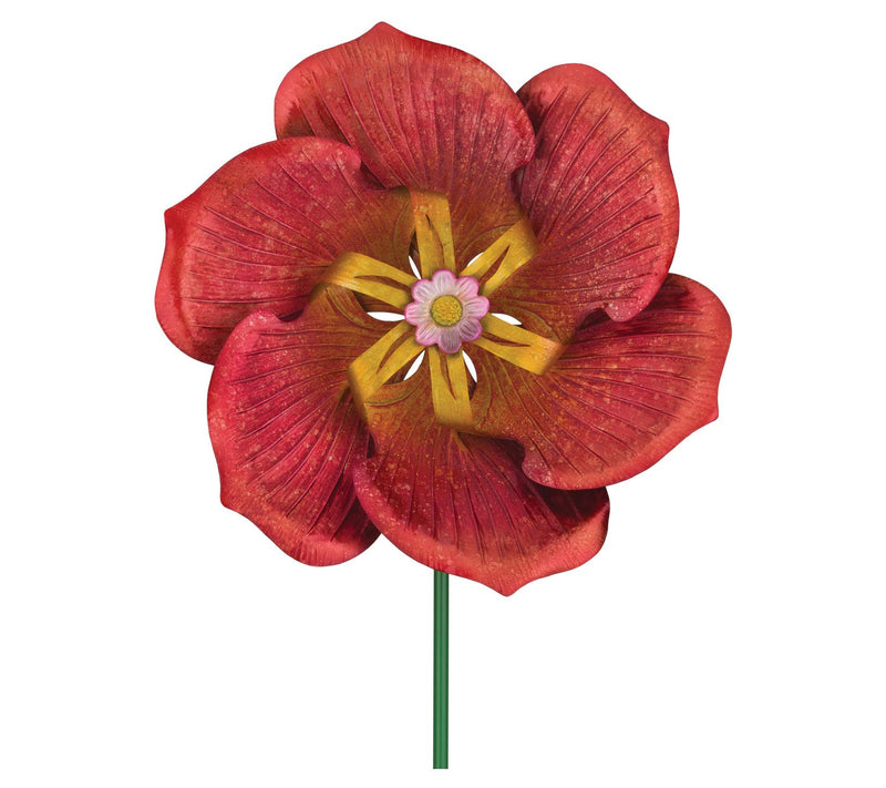 Regal Art & Gift Textured Flower Spinner Stake- Poppy — View 5