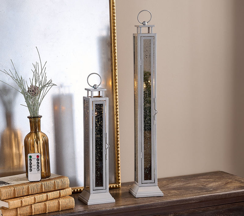 "As Is" Home Reflections Flameless S/2 Mercury Glass Taper Lanterns — View 5