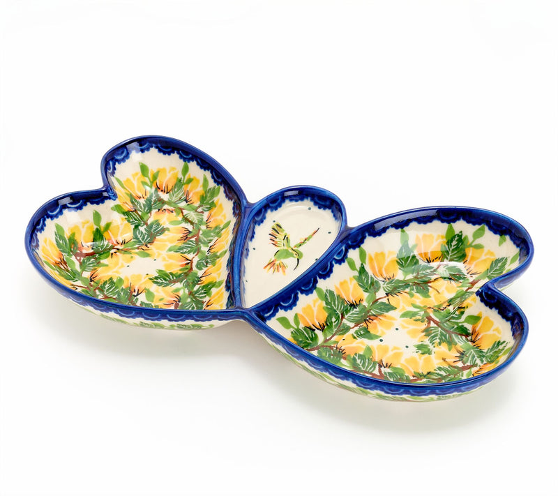Lidia's Polish Pottery Hand Painted Butterfly Divided Platter — Main view