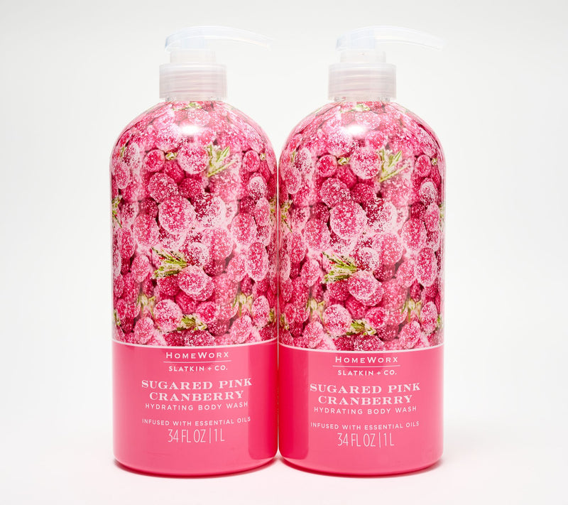 HomeWorx by Slatkin + Co. S/2 34oz Sugar Pink Cranberry Body Wash — Main view