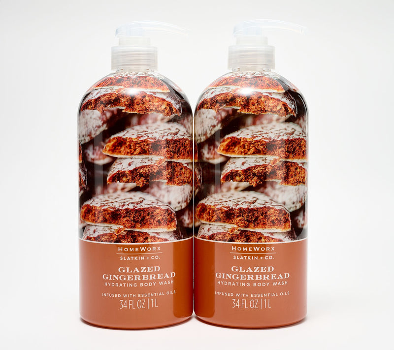 HomeWorx by Slatkin + Co. S/2 34oz Glazed Gingerbread Body Wash — Main view