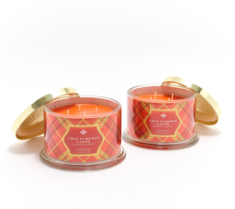 HomeWorx by Slatkin + Co. S/2 18oz Chai Pumpkin Latte Candles — Main view