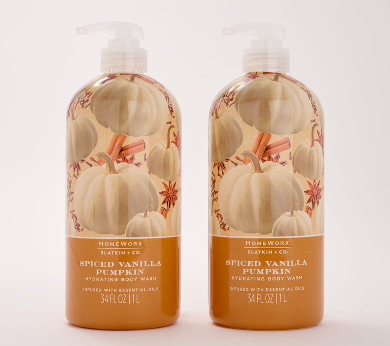 HomeWorx by Slatkin + Co. S/2 34oz Body Wash - Spiced Vanilla Pumpkin — Main view