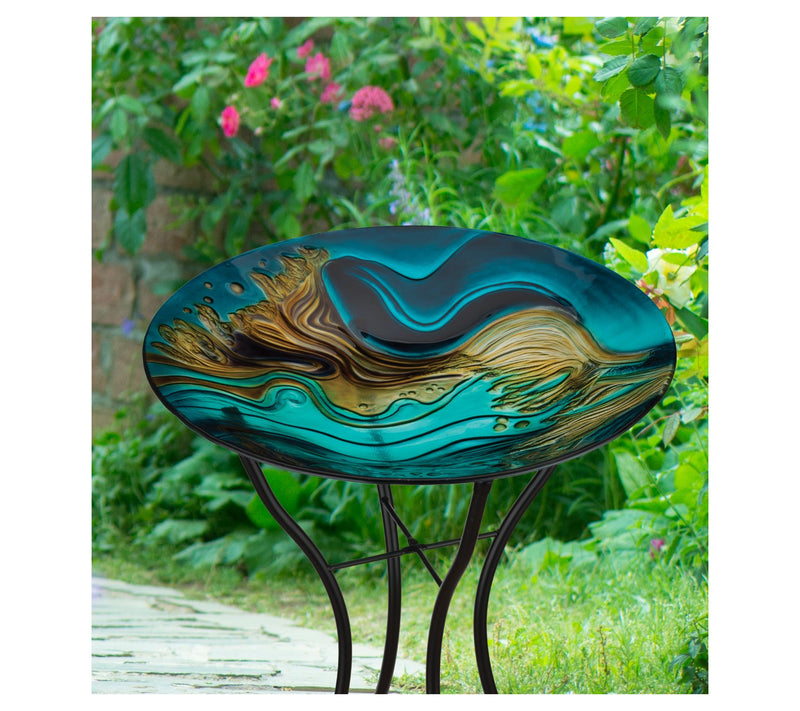 Regal Art & Gift 18" Birdbath with Stand - Swirl Green — View 4