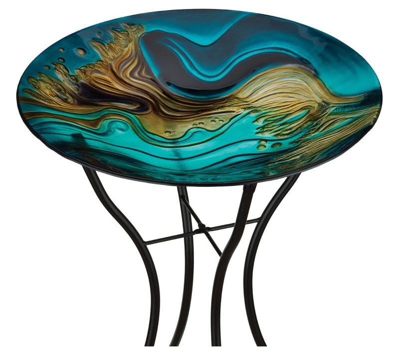 Regal Art & Gift 18" Birdbath with Stand - Swirl Green — Main view