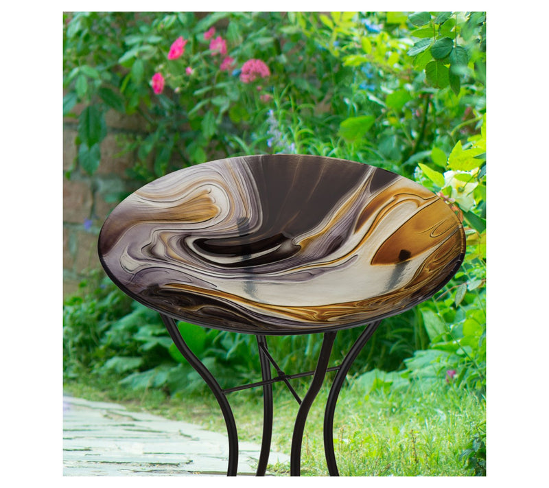Regal Art & Gift 18" Birdbath with Stand - Swirl Black — View 4