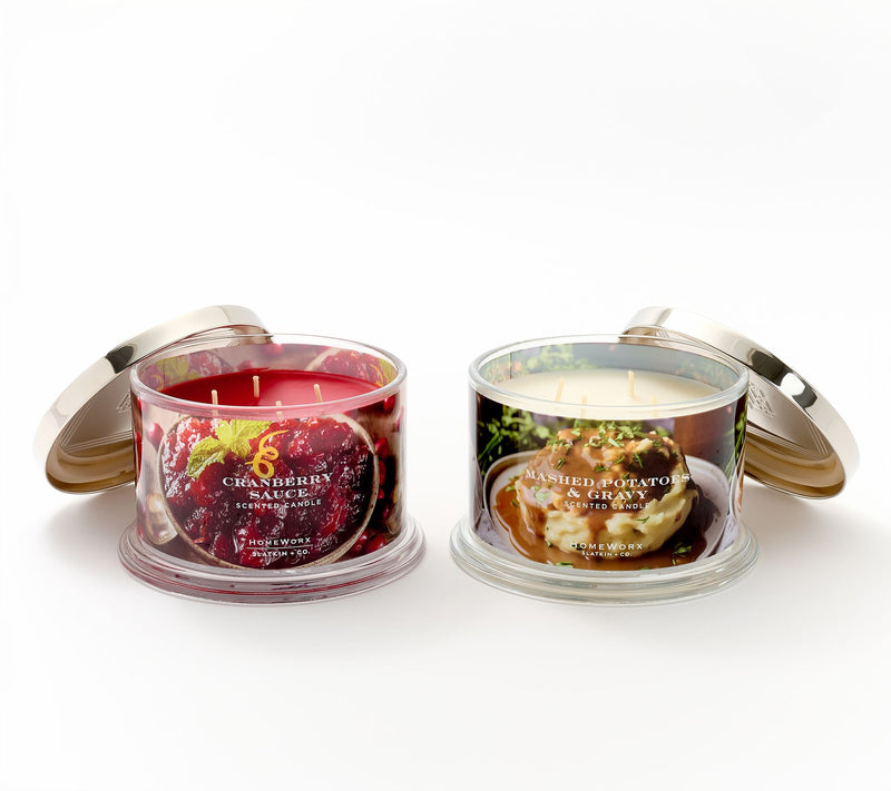 HomeWorx by Slatkin + Co. S/2 18oz Gather & Give Thanks Candles — Main view