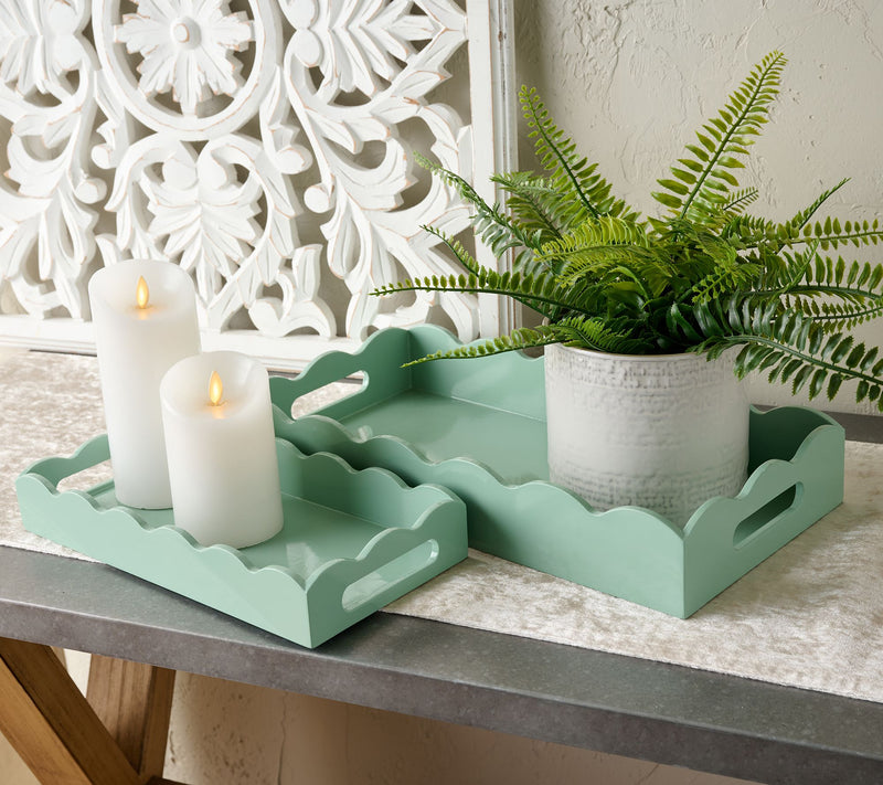 Mrs. H by Dee Hilfiger Set of 2 Scalloped Wooden Trays — Main view