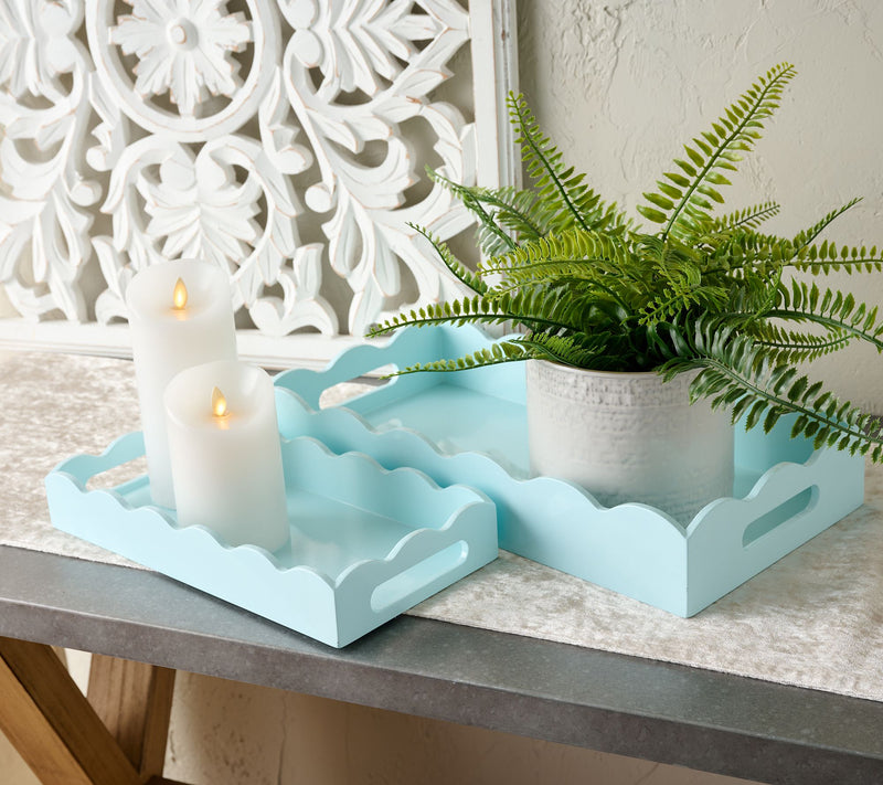 Mrs. H by Dee Hilfiger Set of 2 Scalloped Wooden Trays — View 7