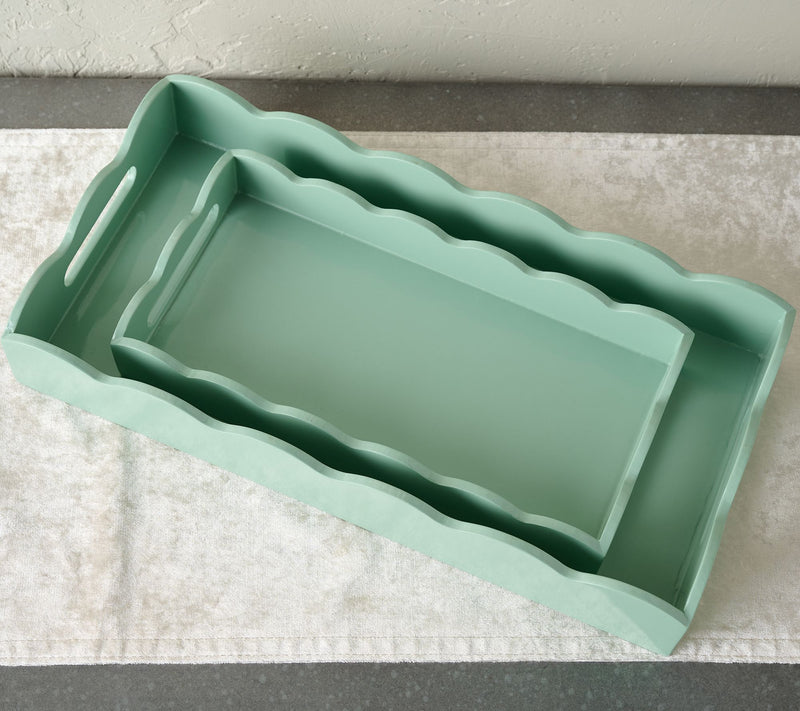 Mrs. H by Dee Hilfiger Set of 2 Scalloped Wooden Trays — View 2