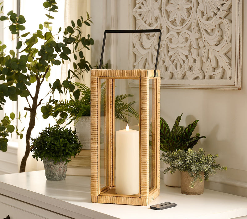 Mrs. H by Dee Hilfiger Large 22" Rattan Lantern with LED Candle — Main view