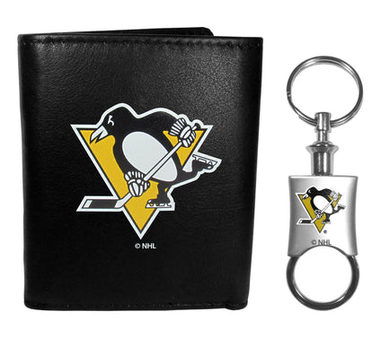 Siskiyou Sports NHL Leather Tri-Fold Wallet & Valet Key Chain