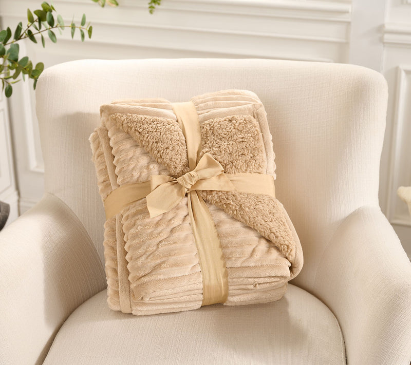 Home Reflections 60x 80" Plush Throw with Sherpa Bag — View 19