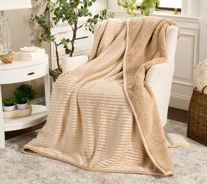 Home Reflections 60x 80" Plush Throw with Sherpa Bag — View 7