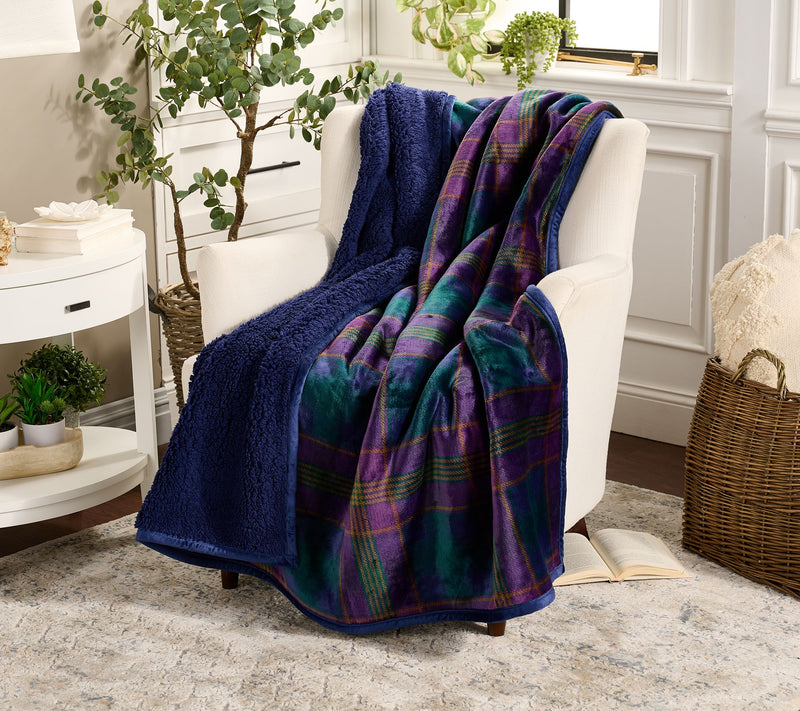 Home Reflections 60x 80" Plush Throw with Sherpa Bag — View 13
